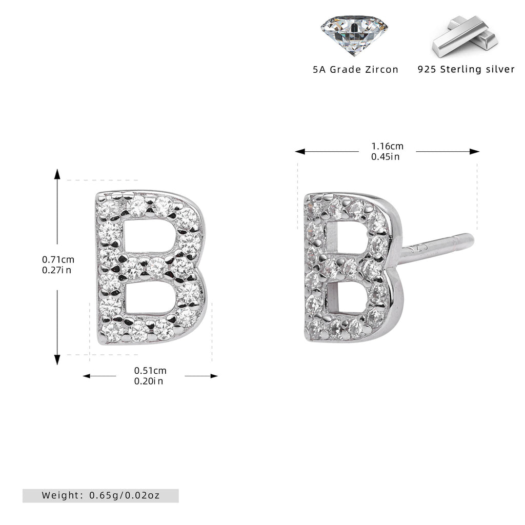 Boucles d’oreilles puces élégantes pour femmes avec lettres - NovaShop NovaShop Platinum B / 925 Silver Bigbuy