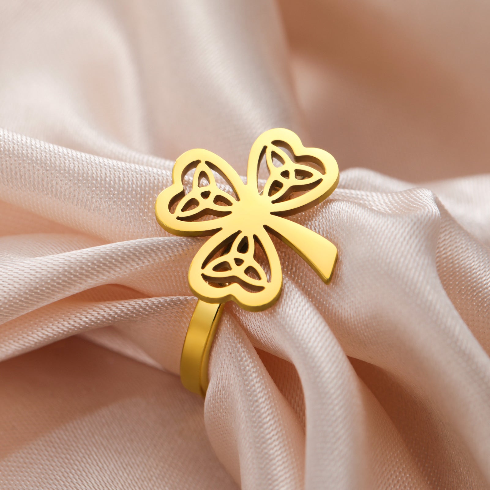 Lucky Open Stainless Steel Ring for Women and Men