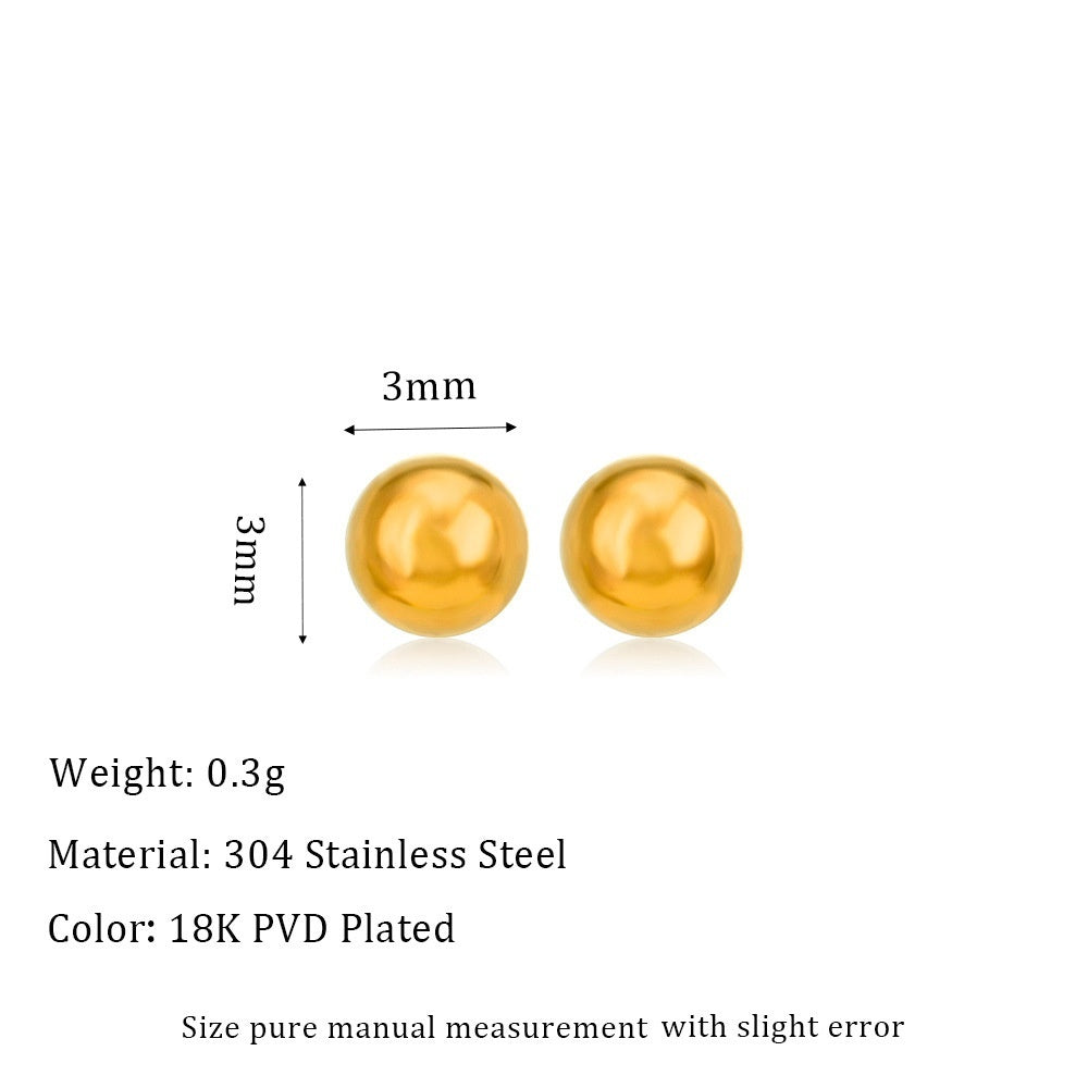 Boucles d’oreilles puces en acier inoxydable plaqué 18 carats, - NovaShop NovaShop MSE0015 G 3mm Bigbuy