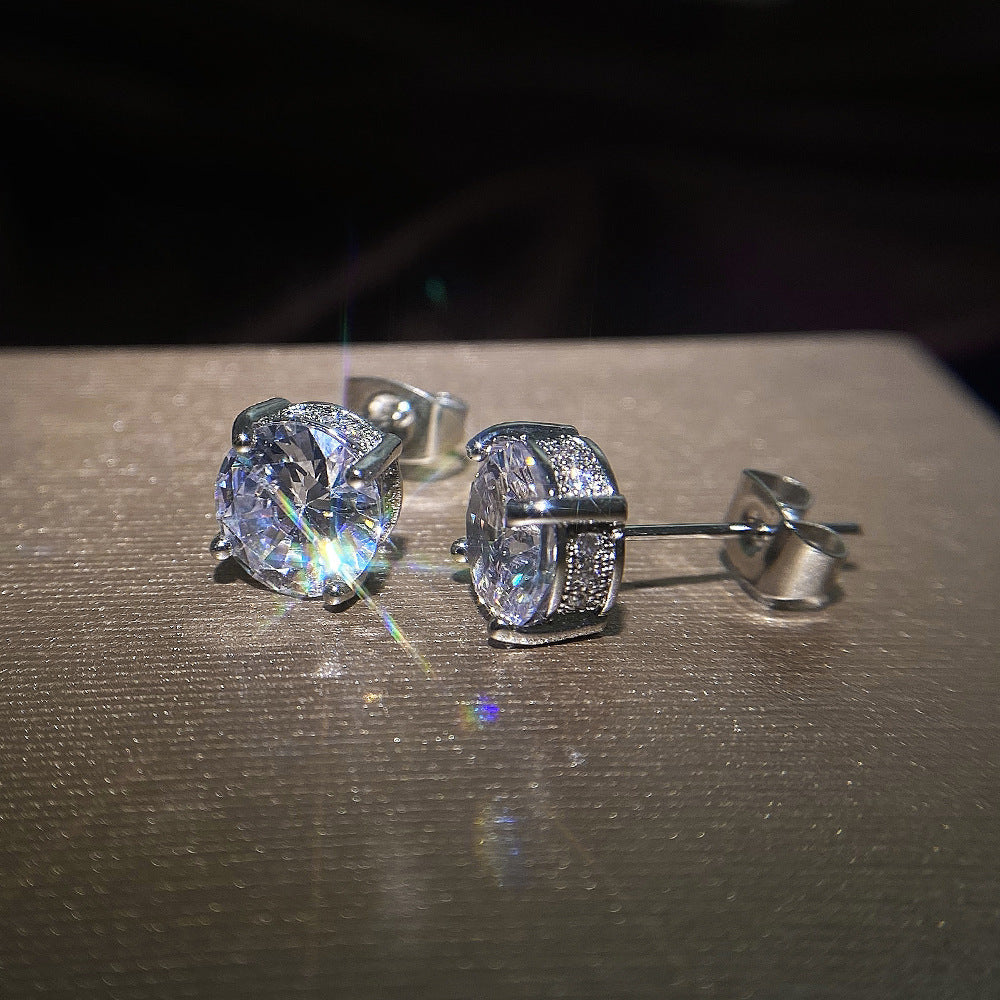 Boucles d’oreilles puces rondes en zircon pour femme, élégantes et raffinées - NovaShop NovaShop White Bigbuy