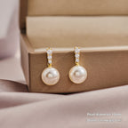 Geometric 925 silver earrings with zircon cross and heart and pearl