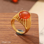 High quality natural stone geometric ring, versatile, retro, light-resistant