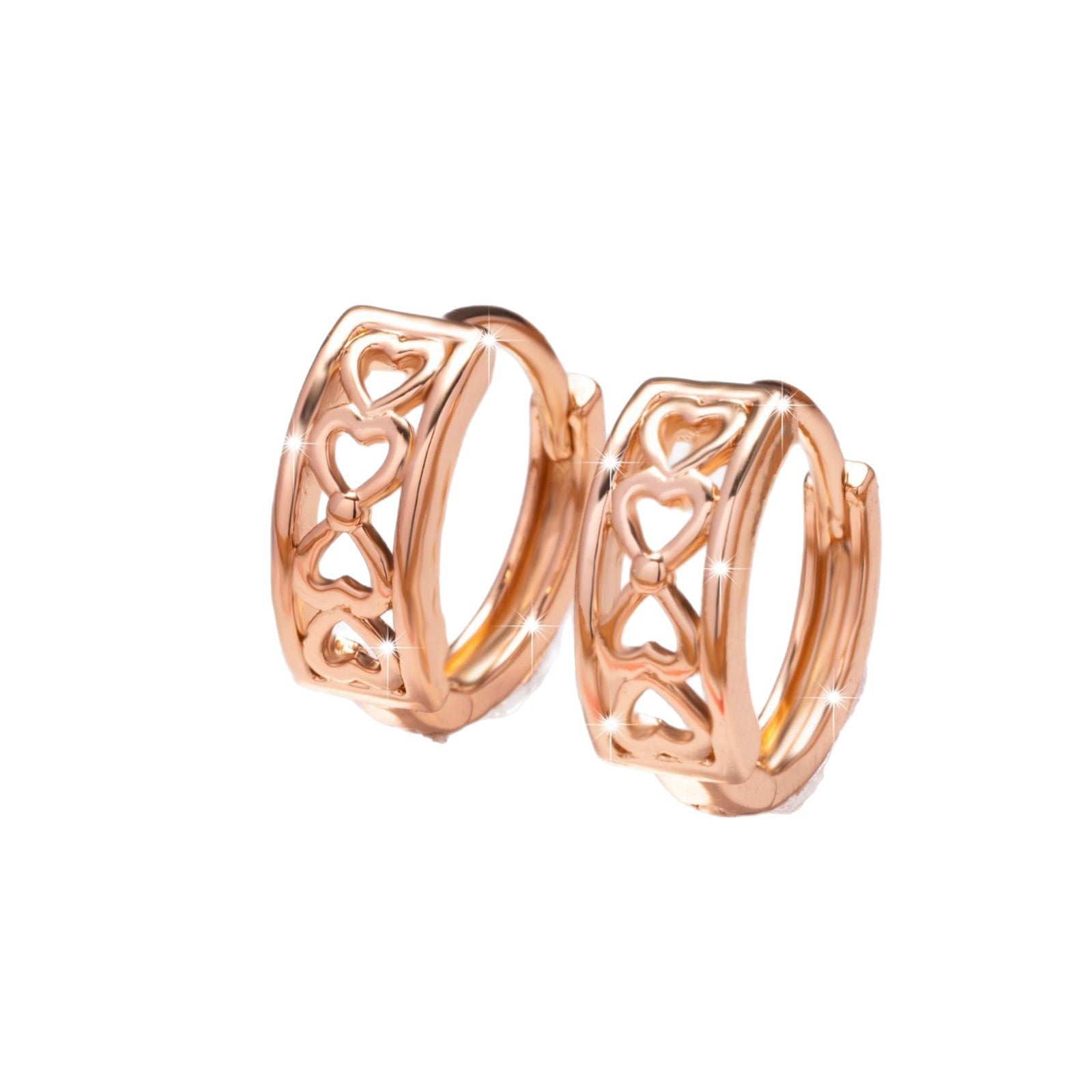 Hollow heart clip-on earrings with a shiny finish