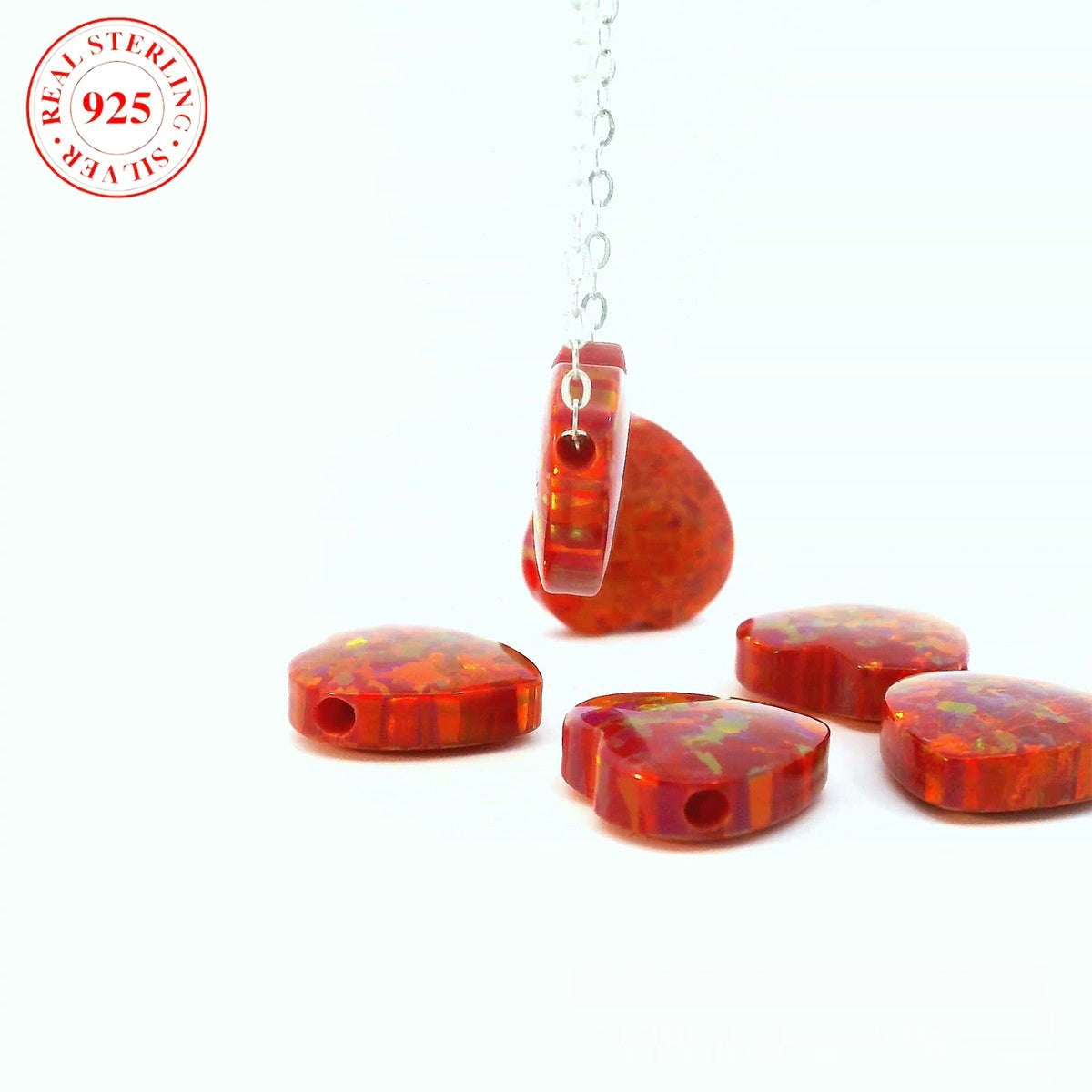 Heart-shaped opal pendant necklace for women