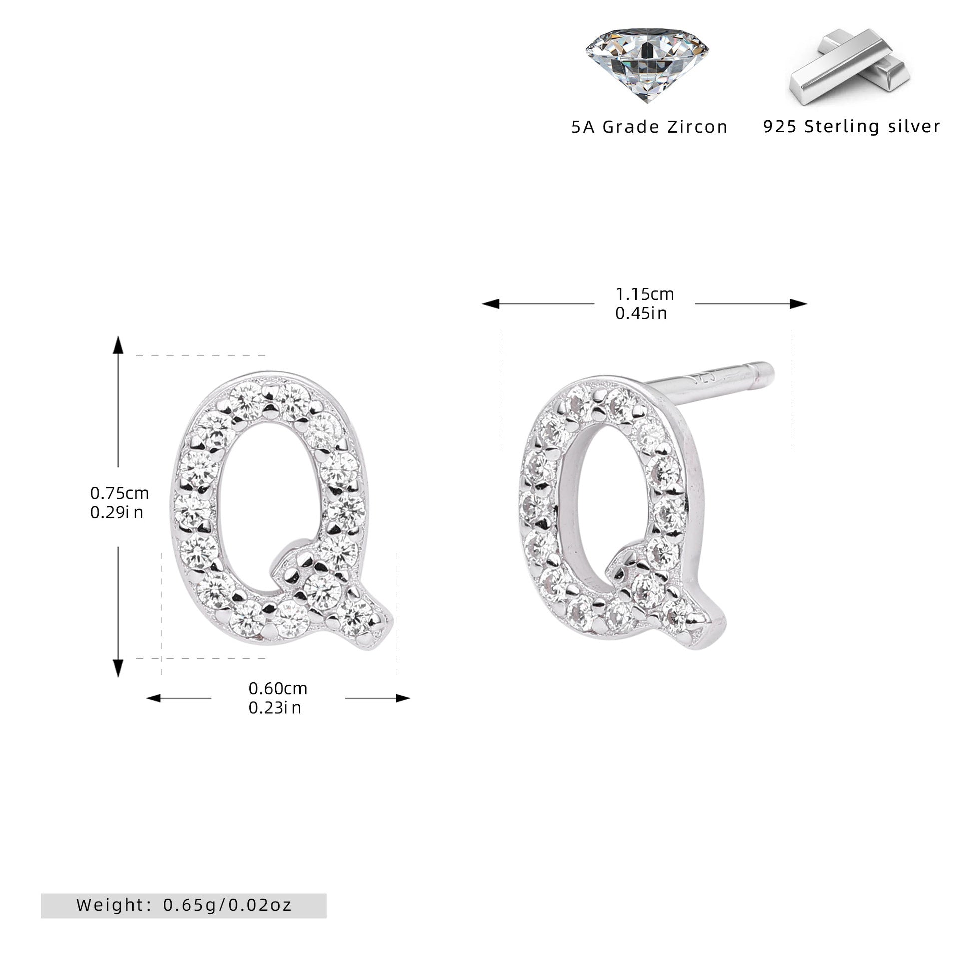 Elegant stud earrings for women with letters