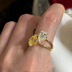 Lightweight open copper ring with contrasting teardrop zirconia
