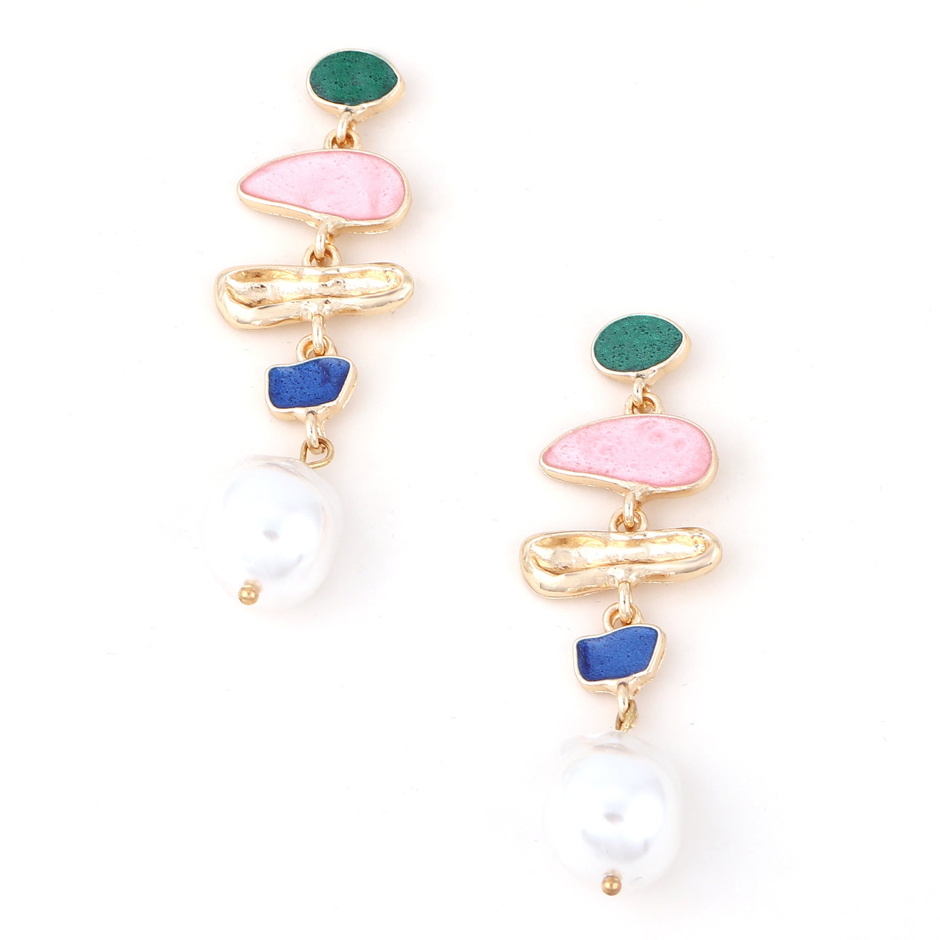 Geometric pearl-encrusted earrings, girly style, trendy and versatile