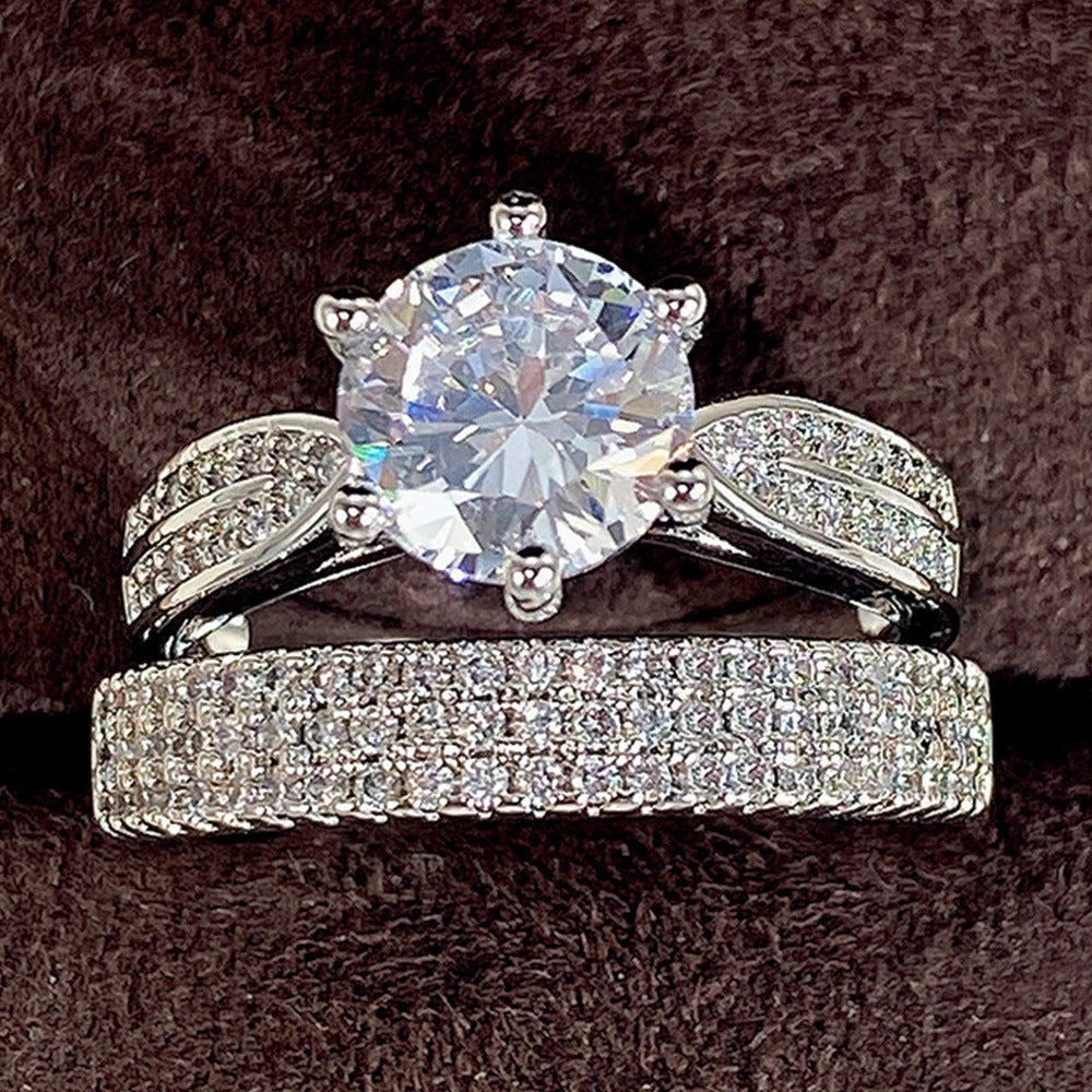 Luxury wedding combination ring with simple bracelet Elegant and refined
