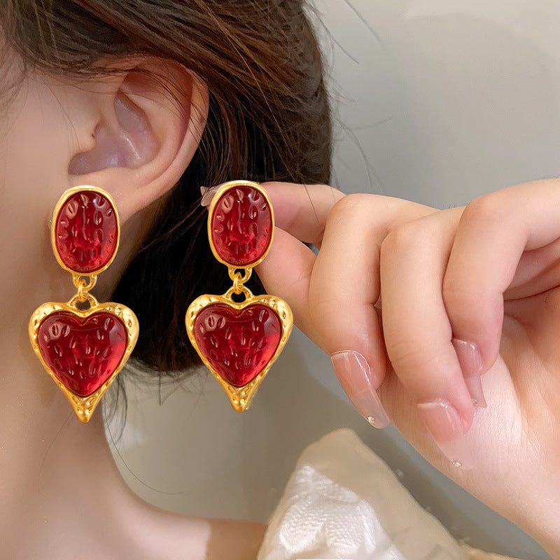 Boucles d’oreilles ovales plissées en forme de cœur d’amour - NovaShop NovaShop Purple Bigbuy