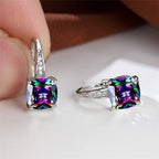 Korean style zircon inlaid square hook earrings