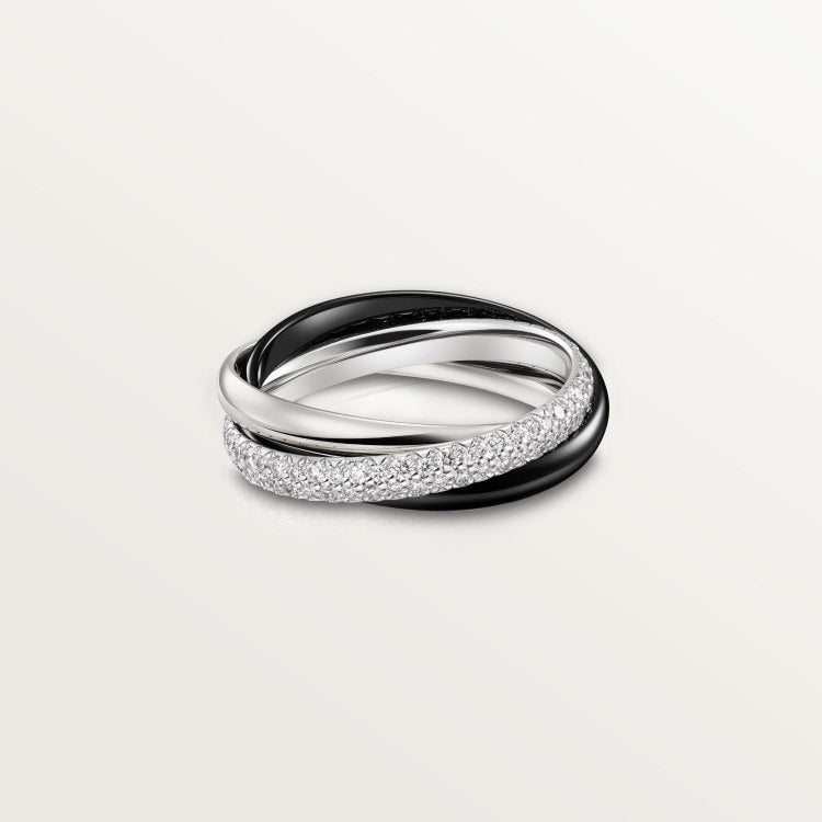 Three couple rings entirely set with diamonds