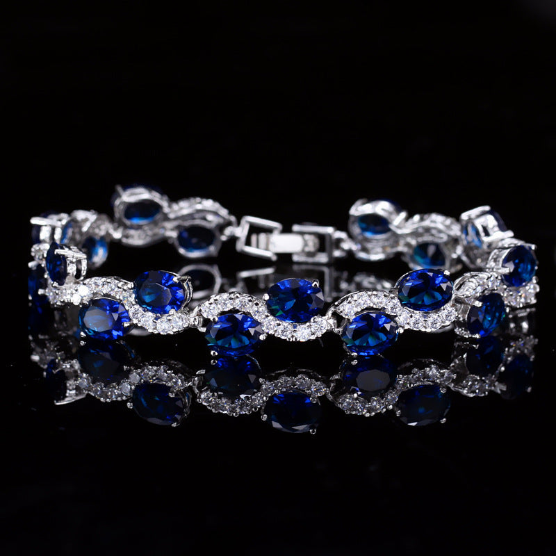Bracelet en placage cuivre couleur or blanc véritable 18K avec zircon - NovaShop NovaShop Blue Bigbuy
