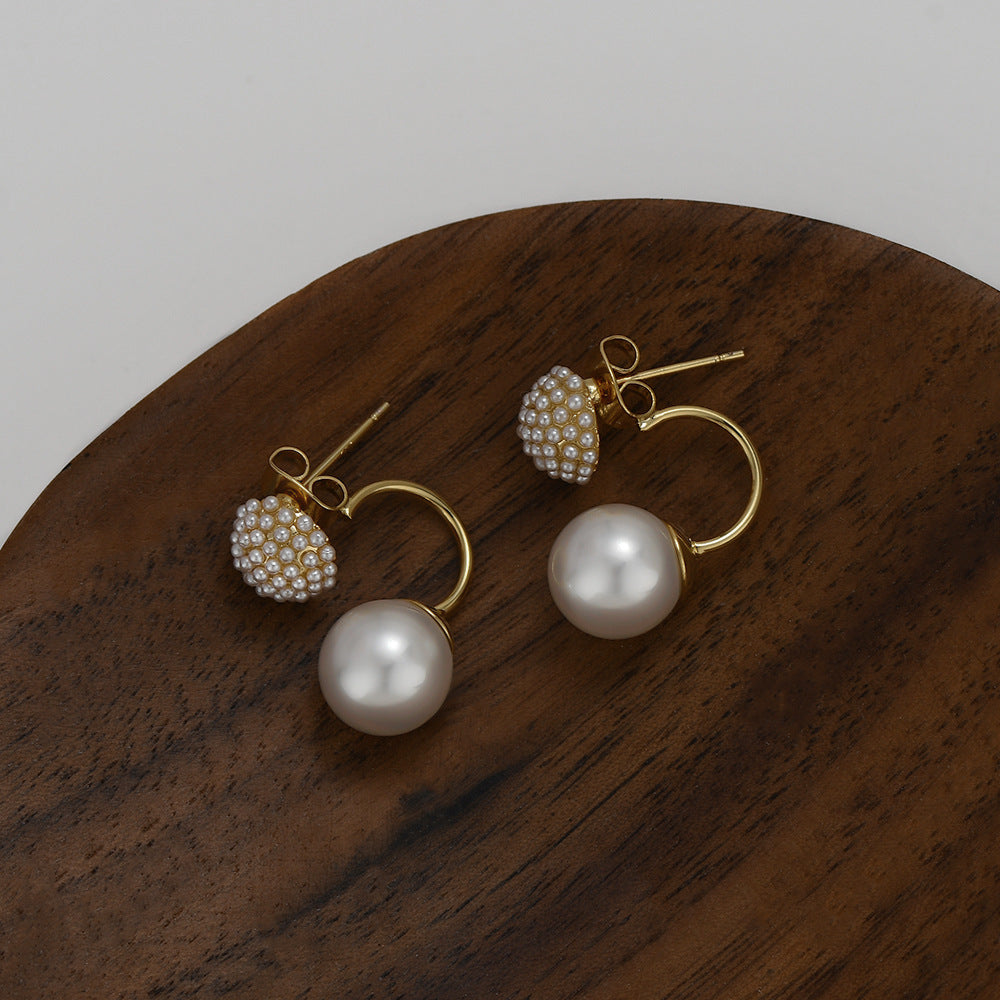 Boucles d’oreilles pendantes boule florale avec perle, élégantes - NovaShop NovaShop Gold Bigbuy
