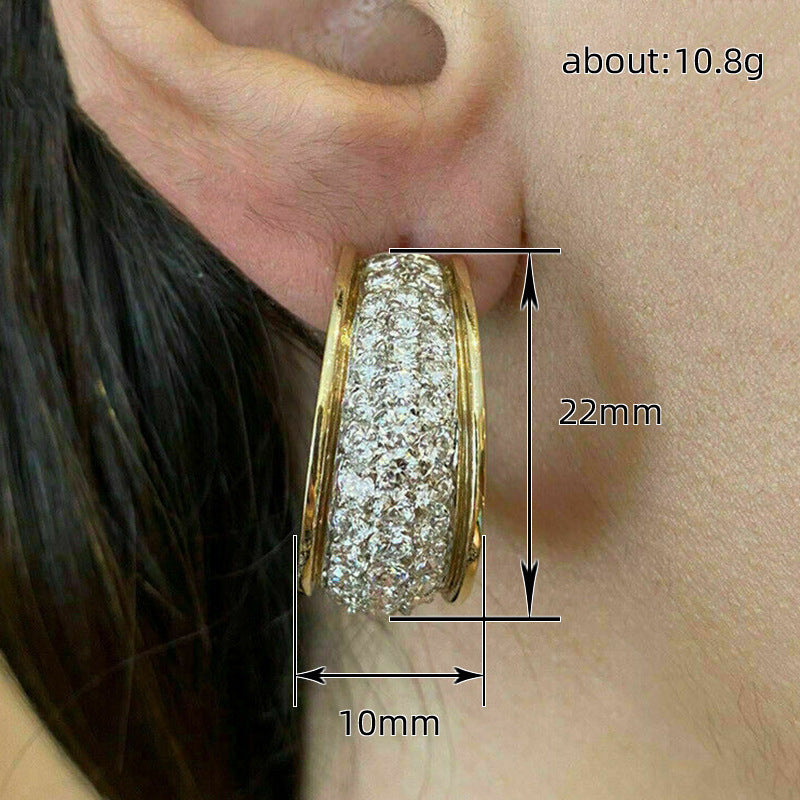 Hong Kong style earrings with dense inlaid pattern