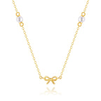 S925 Sterling Silver Double Clavicle Chain Necklace with Pearl Knot