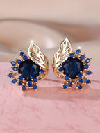 Boucles d’oreilles rondes fleurs plume en zircon - NovaShop NovaShop Black Diamond / Rose gold Bigbuy