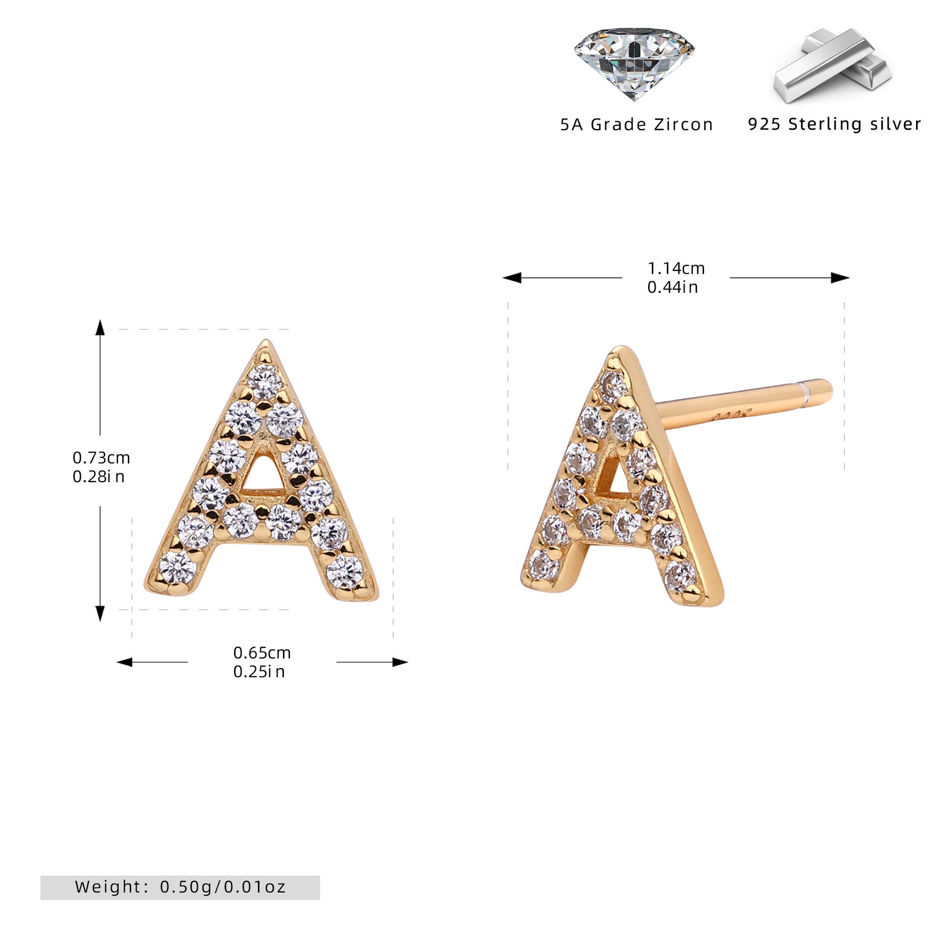 Boucles d’oreilles puces élégantes pour femmes avec lettres - NovaShop NovaShop Gold A / 925 Silver Bigbuy