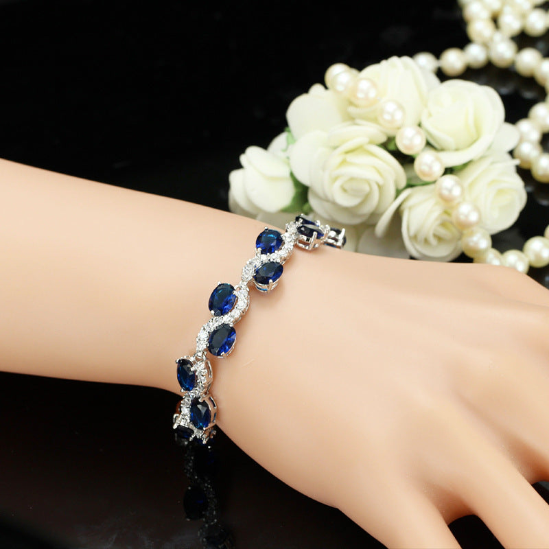 Bracelet en placage cuivre couleur or blanc véritable 18K avec zircon - NovaShop NovaShop Red Bigbuy