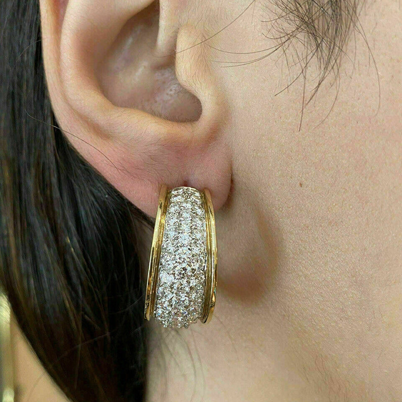 Hong Kong style earrings with dense inlaid pattern