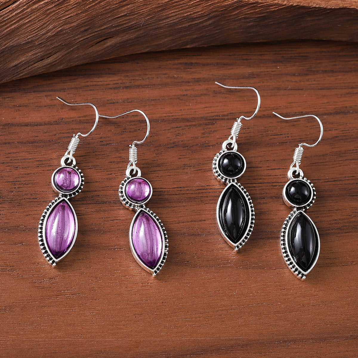 Boucles d’oreilles pendentif vintage en pierres précieuses - NovaShop NovaShop A Pair Of Black Bigbuy