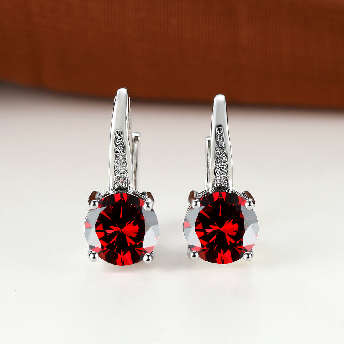 Boucles d’oreilles mode simples et élégantes, déclinées en plusieurs couleurs - NovaShop NovaShop Platinum Red Diamond Bigbuy