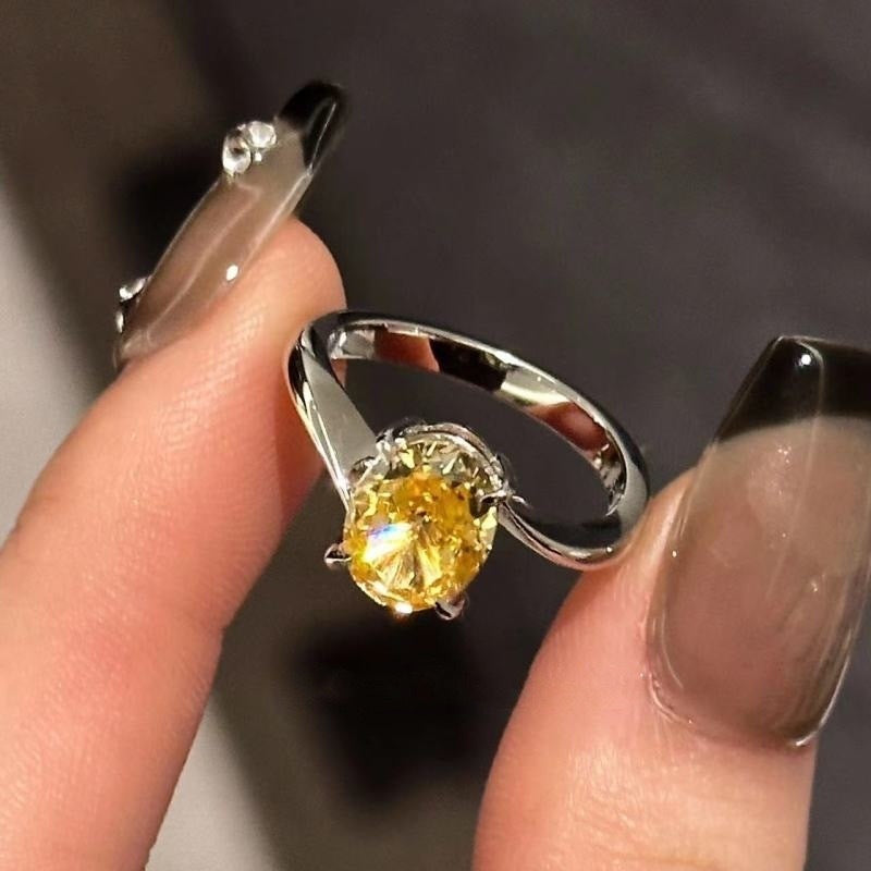 Elegant Affordable Luxury Yellow Crystal Women's Ring “Rock Sugar”