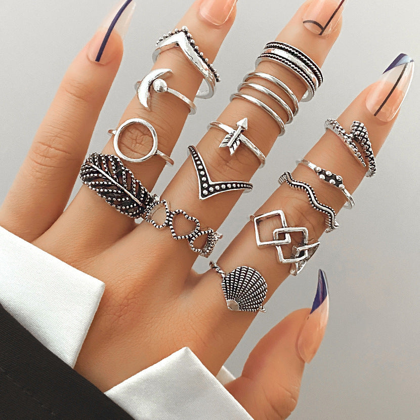 Fashionable butterfly and snake ring combination