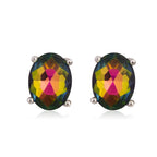 Boucles d’Oreilles Clous Ovales avec Pierres Colorées pour Femme