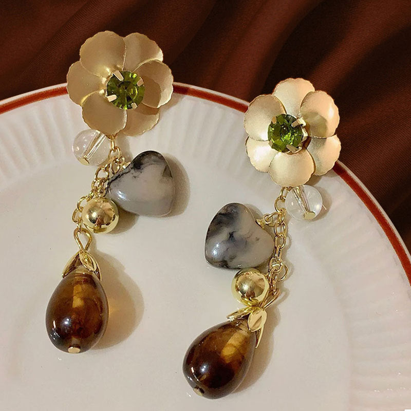 High Quality Diamond Flower Love Light Luxury Earrings for Minorities