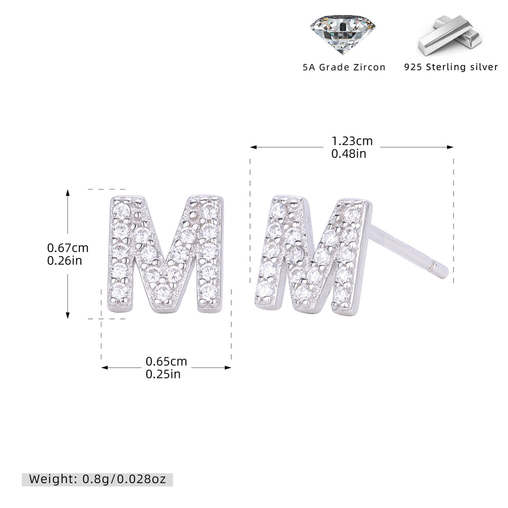 Boucles d’oreilles puces élégantes pour femmes avec lettres - NovaShop NovaShop Platinum M / 925 Silver Bigbuy