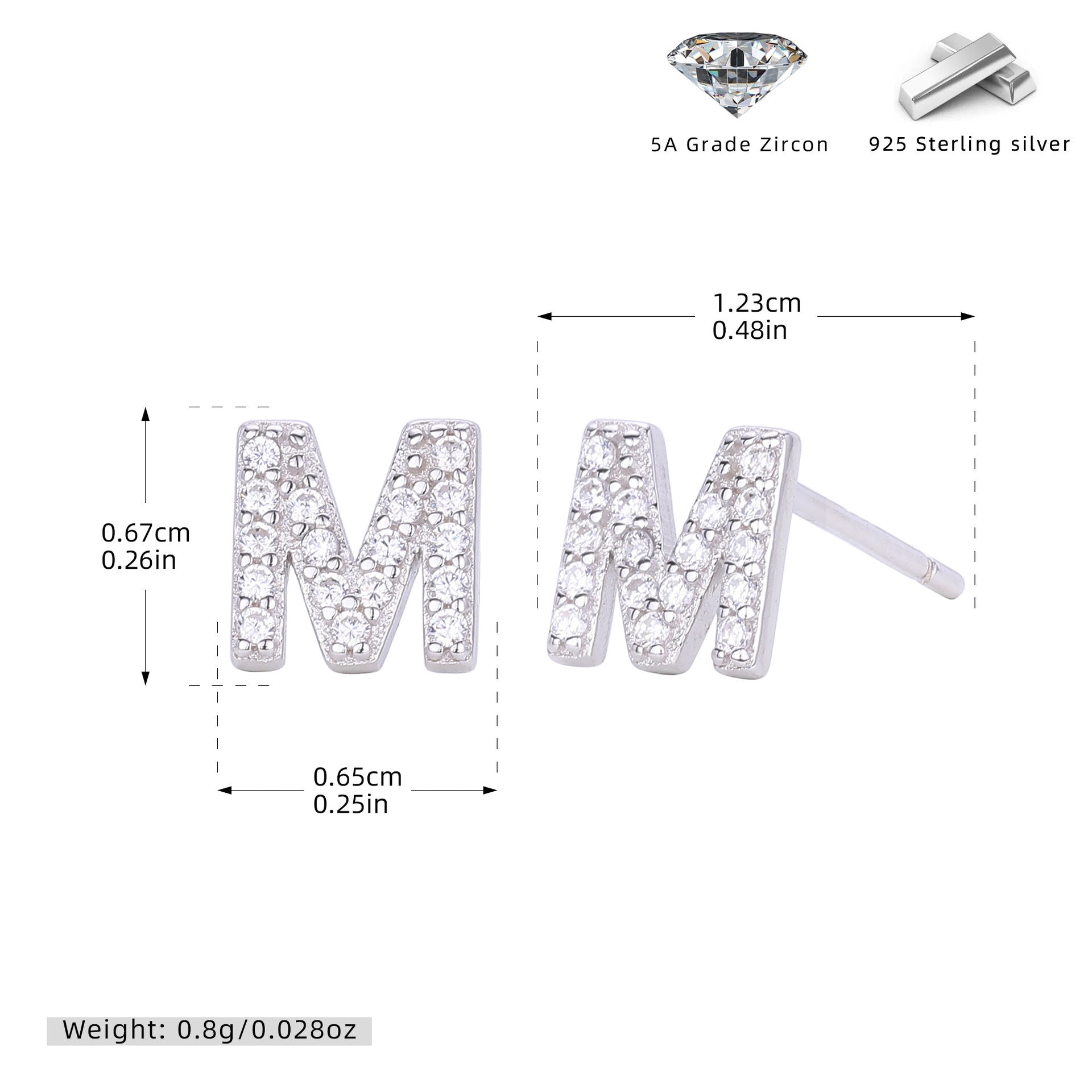 Boucles d’oreilles puces élégantes pour femmes avec lettres - NovaShop NovaShop Platinum M / 925 Silver Bigbuy