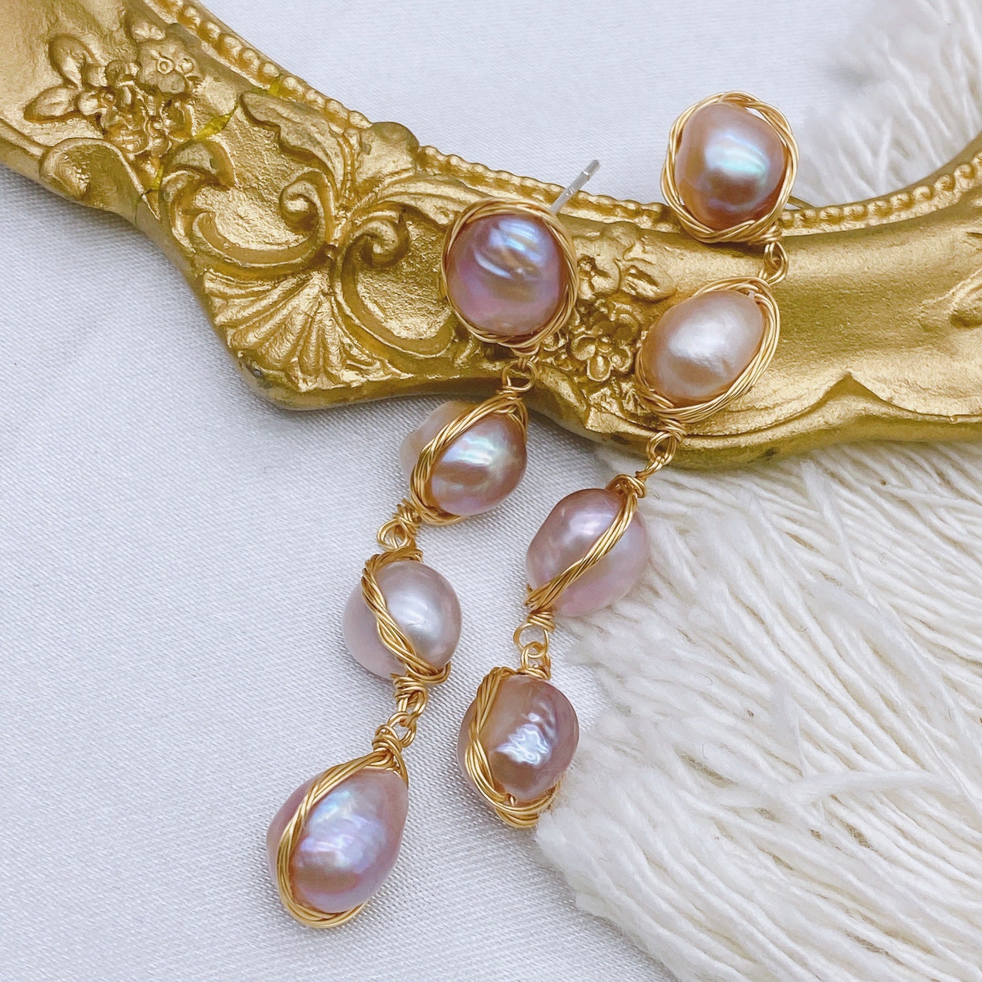 Natural Real Pearl Ins Long Female Tassel Simple Temperament Personalized Earrings