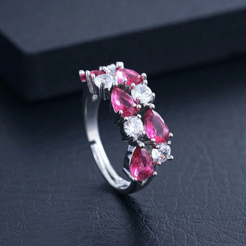Elegant boho chic zircon ring for women, street jewelry
