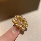 French Retro Handcrafted Brushed Copper Ring - Coffee Bean Pattern