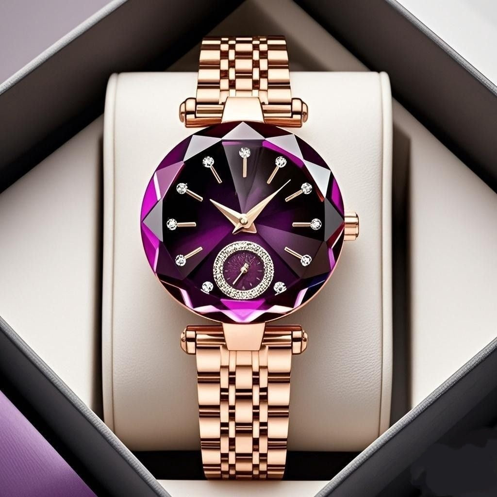 Simple and casual women's quartz watch with diamonds