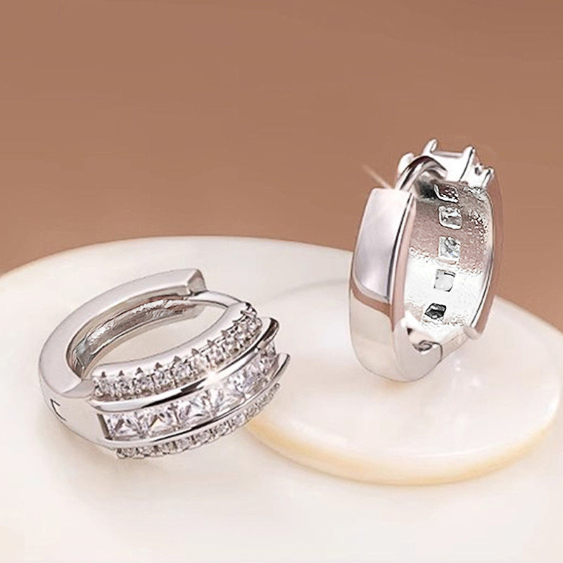 Square zircon set earrings – Elegance Japan-Korea