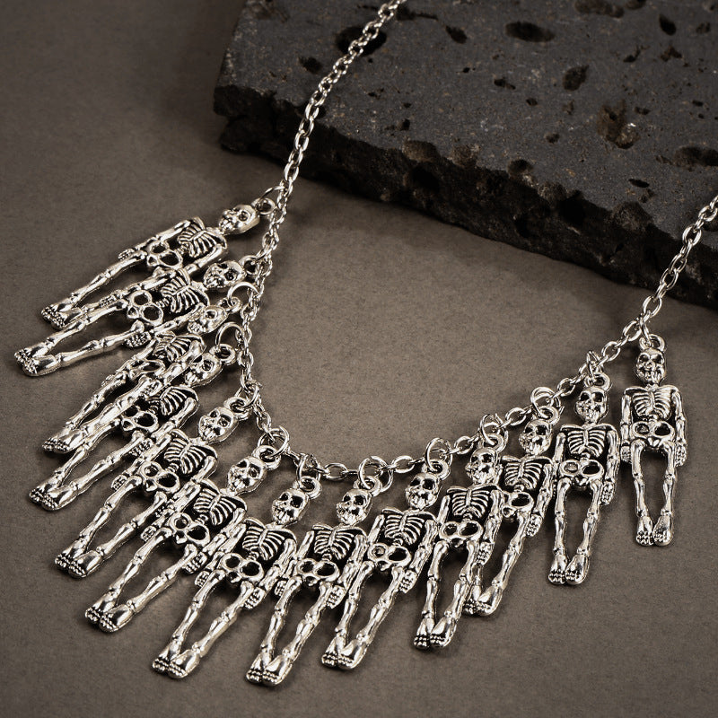 European and American Fashion Jewelry Dark Style Skull and Ghost Claw Necklace and Earrings