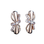 Champagne gold-plated copper clip-on earrings adorned with white diamonds