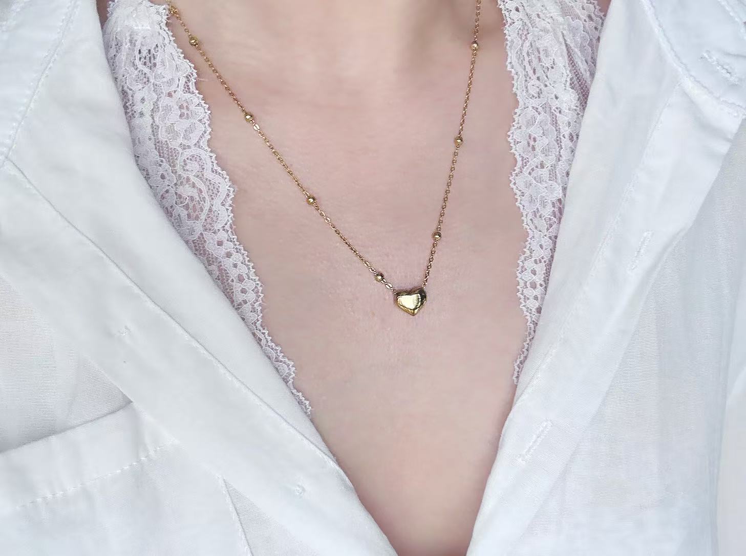 Simple and trendy titanium steel Love necklace for women