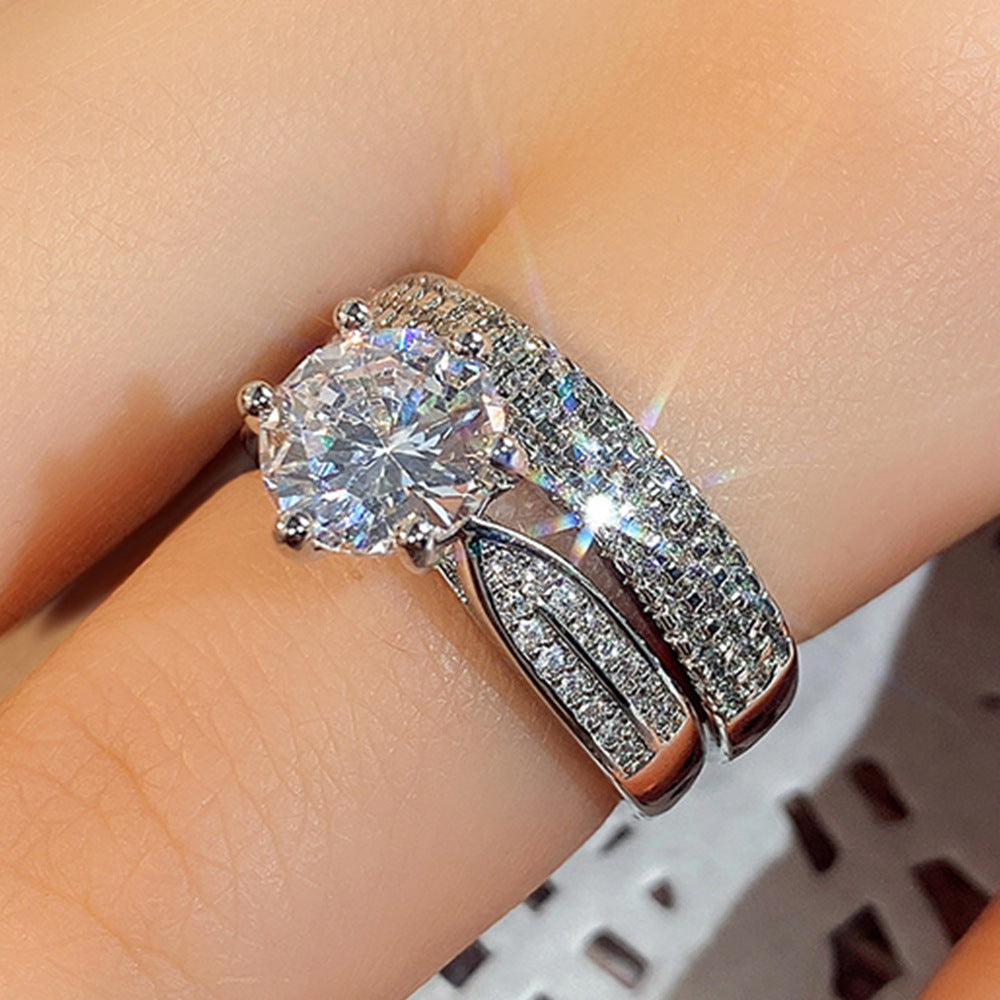 Luxury wedding combination ring with simple bracelet Elegant and refined