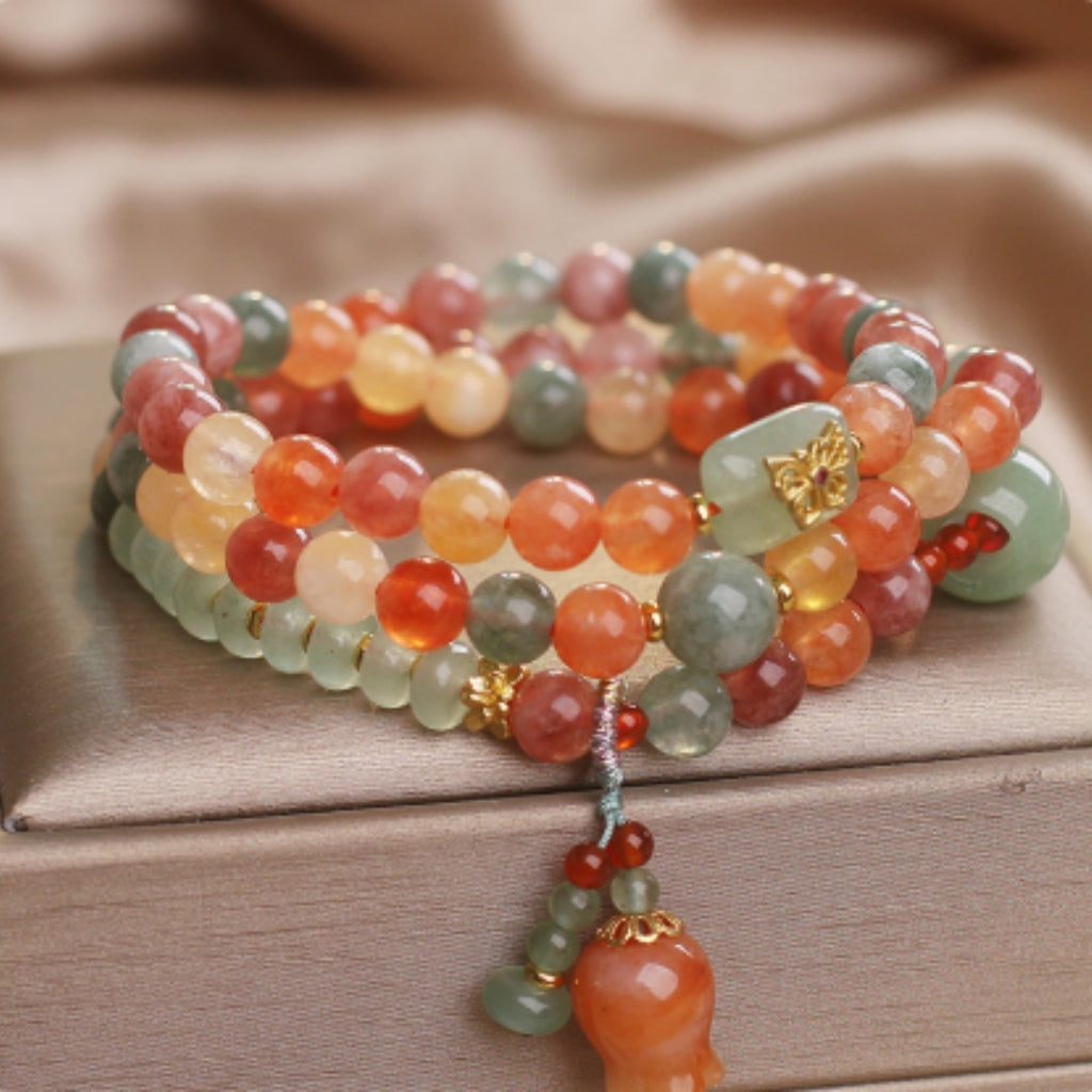Natural Color Xinjiang Jinsi Jade Multi-circle Bracelet for Women