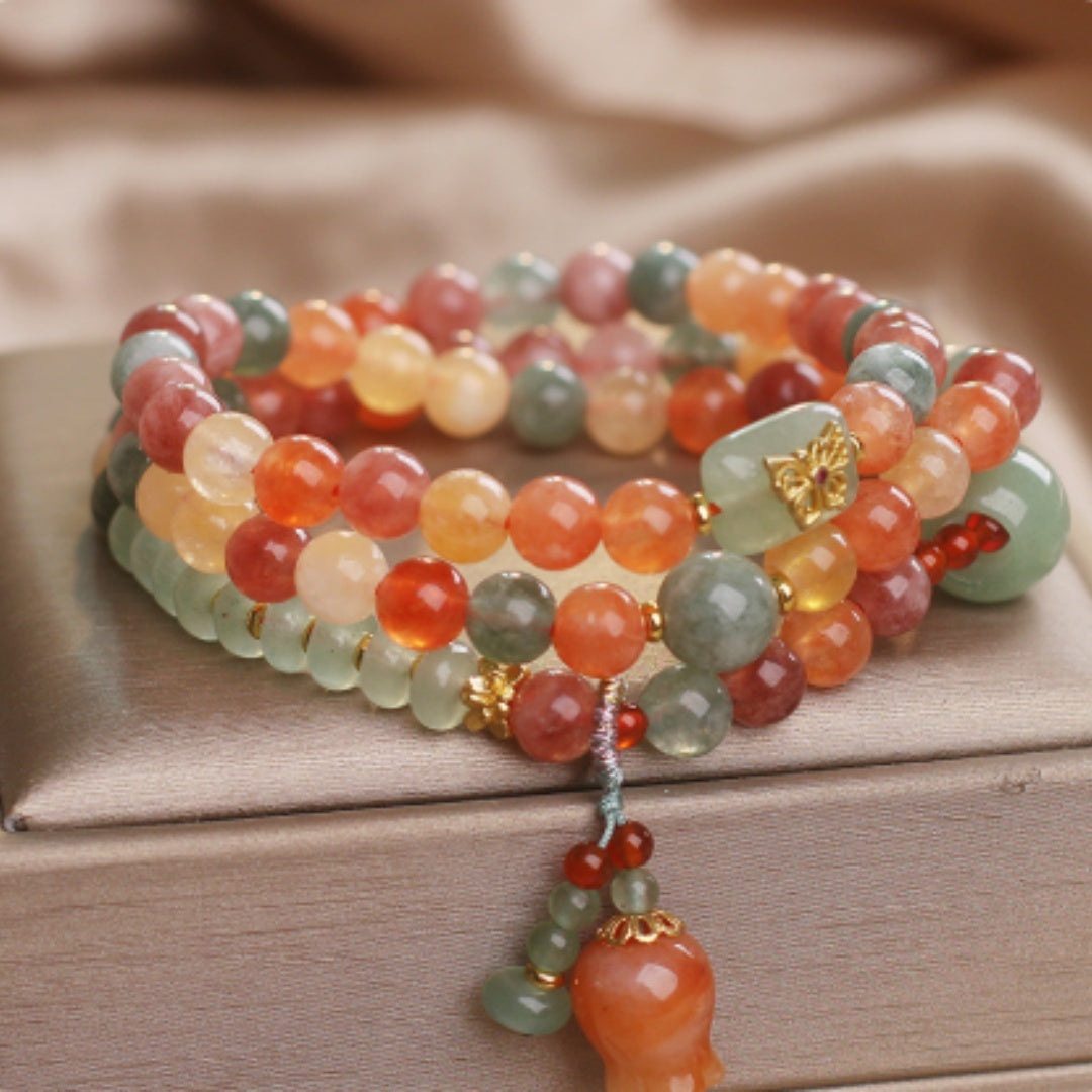 Natural Color Xinjiang Jinsi Jade Multi-circle Bracelet for Women