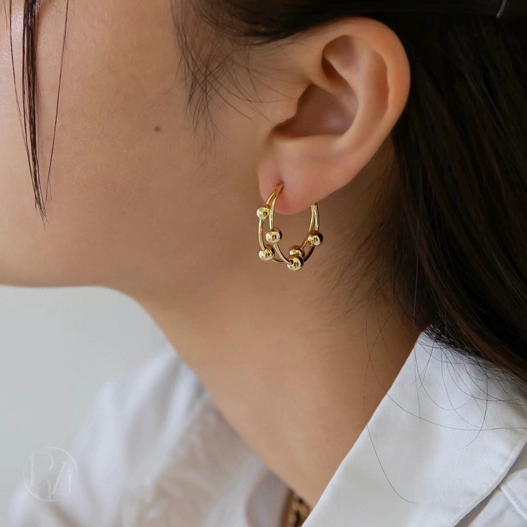Boucles d’oreilles créoles en perles métalliques, style féminine - NovaShop NovaShop Silver Bigbuy