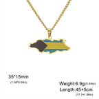 Country map oil drop pendant necklace