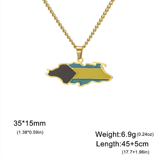 Country map oil drop pendant necklace