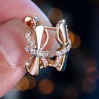 Champagne gold-plated copper clip-on earrings adorned with white diamonds
