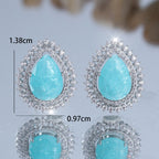 Women's Water Drop Ice Flower White Diamond Earrings