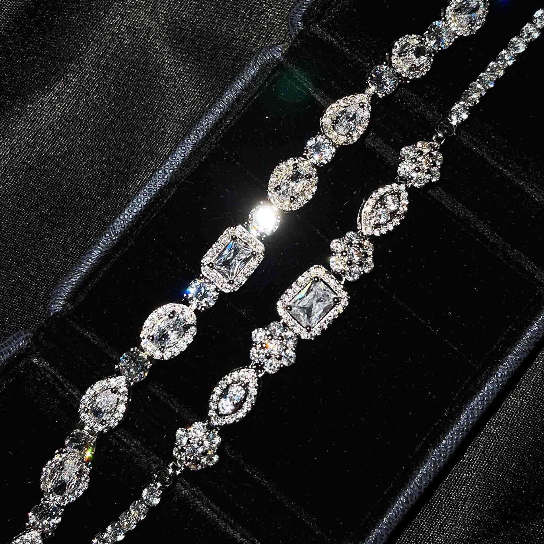 S925 sterling silver diamond plated women's bracelet