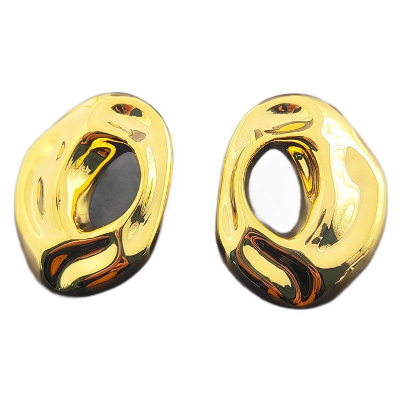 Retro metal stud earrings with irregular geometric shapes
