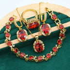 Feminine zirconia jewelry set fully encrusted with rhinestones